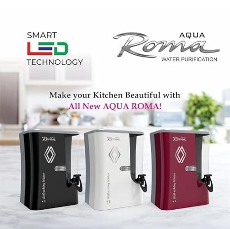 Aqua Roma Water Purifier with RO + Active Copper + Alkaline gives Pure Mineral Water | LED Indicator | Storage 9 Ltr | Capacity 15 Ltr Per Hr. | 8 stage Purification Technology || BLACK
