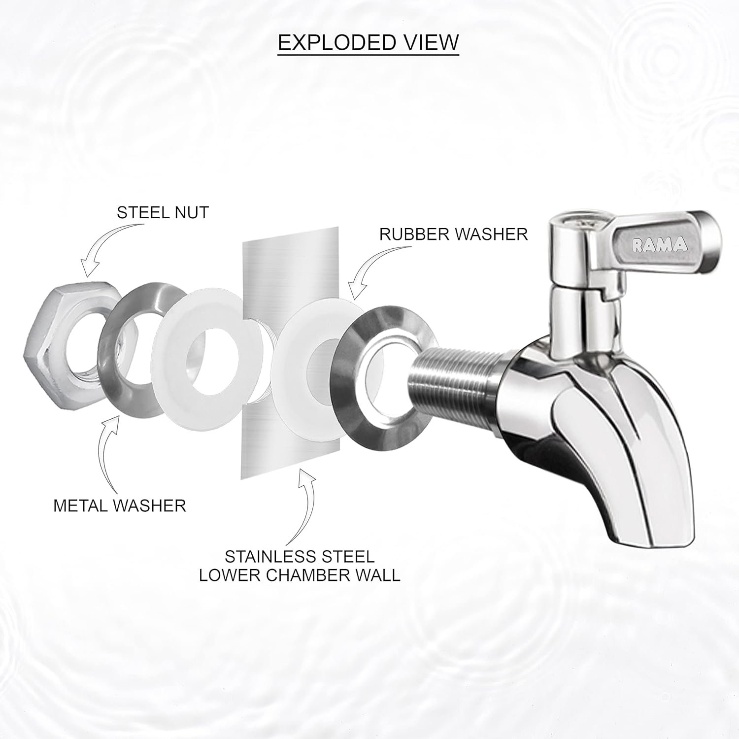 RAMA 304 Grade Stainless Steel Tap – Durable Water Filter & Purifier Tap with 1-Year Warranty | Sleek Modern Design for Home & Kitchen
