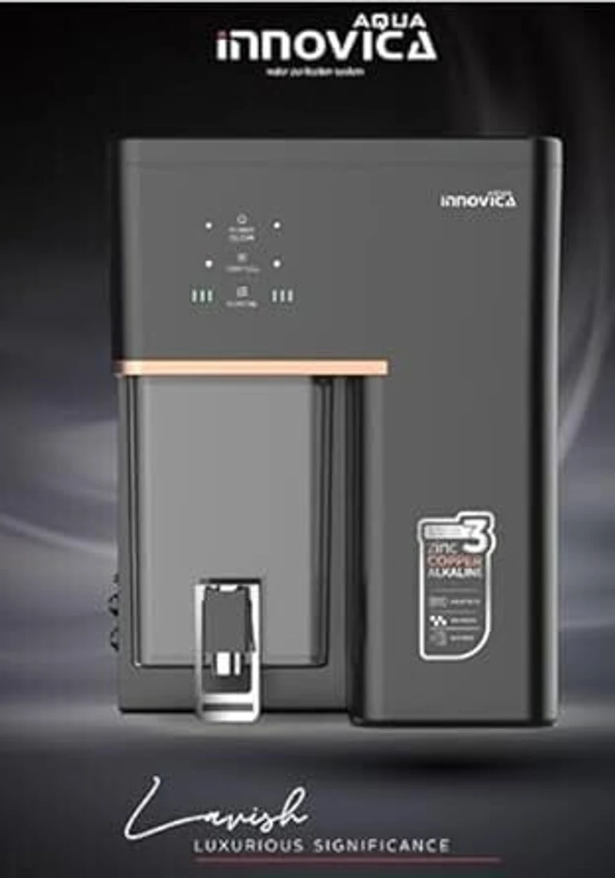 Aqua Innovica RO Water purifier 10 L RO + UV + UF + Copper + Alkaline + Minerals Water Purifier (Black)