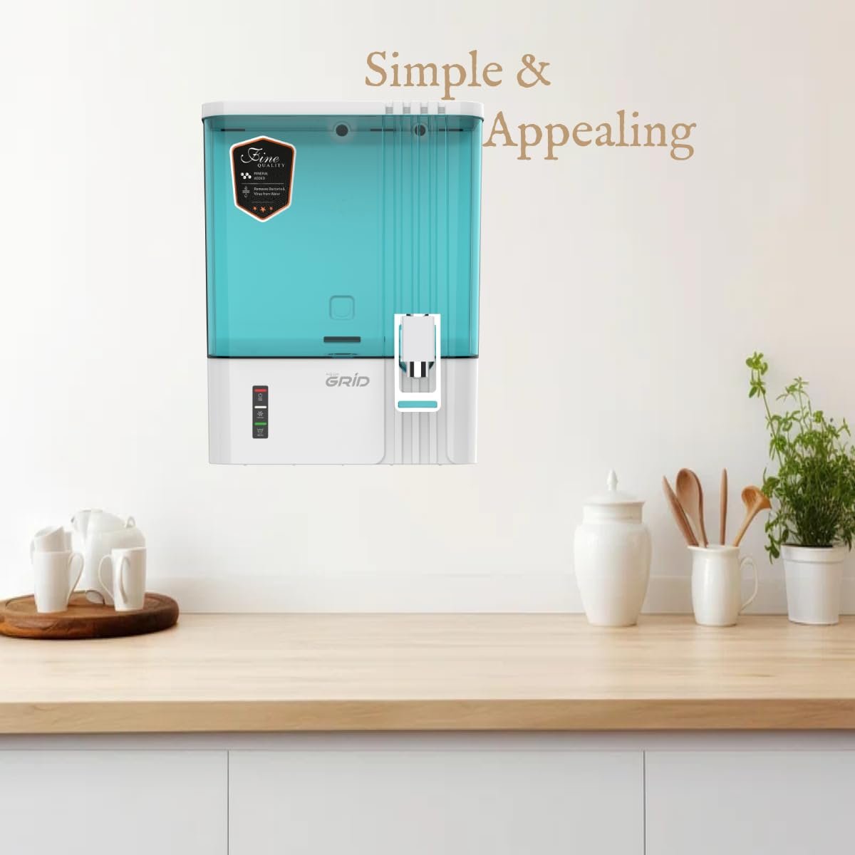 Aqua Grid B12 Alkaline 8 Stage 10 Ltrs RO + UV + UF + TDS Control + Pre Filter & Accessories, Premium RO Water Purifier Filter For Home and office, Fully Automatic, Green,10 Ltrs